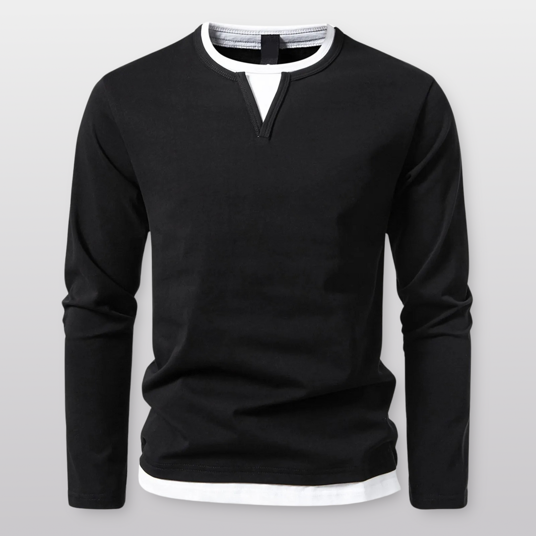 Kai Layered V-Notch Long Sleeve Shirt