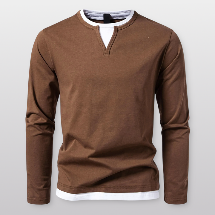 Kai Layered V-Notch Long Sleeve Shirt