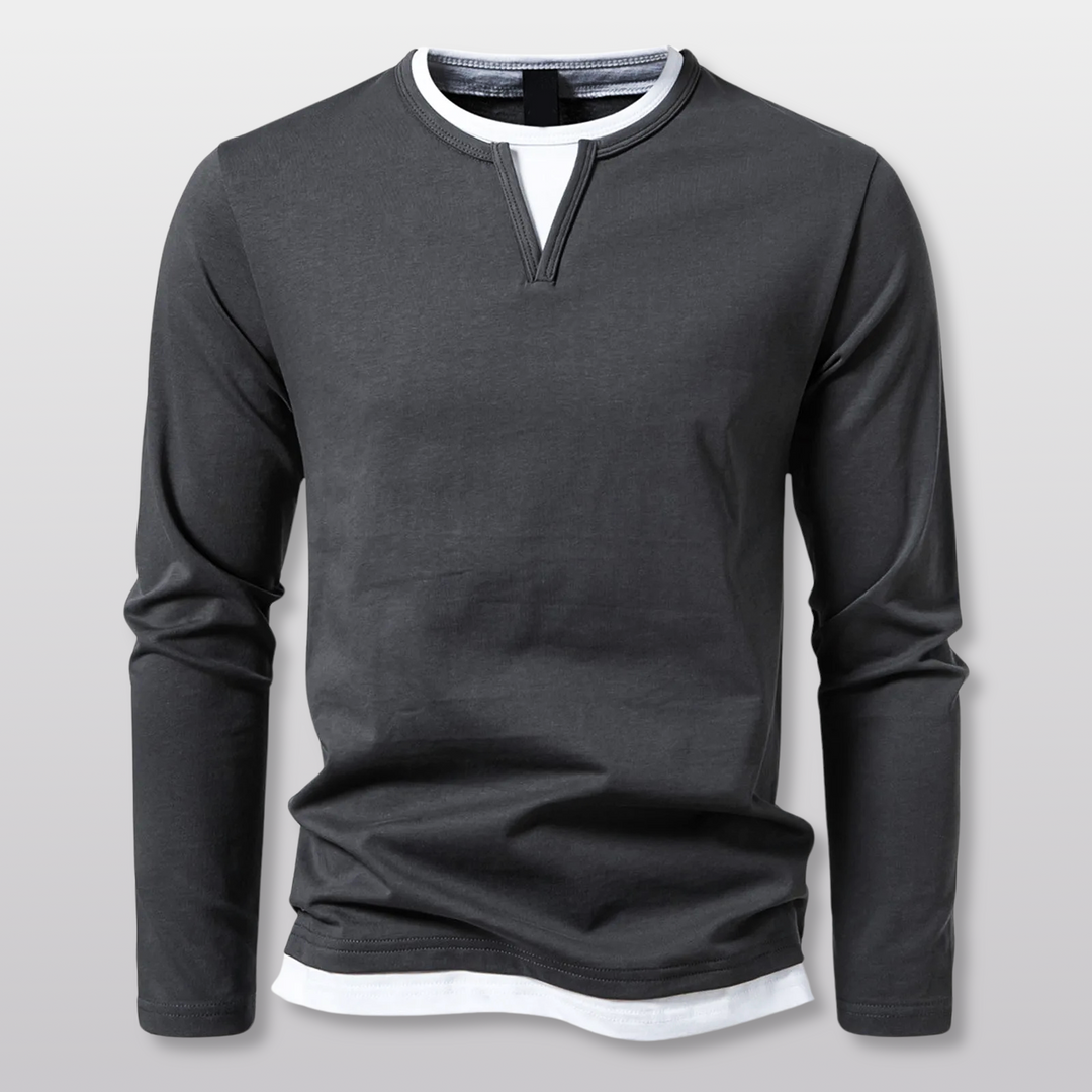 Kai Layered V-Notch Long Sleeve Shirt