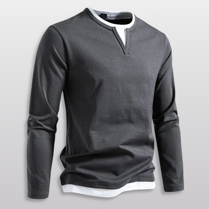 Kai Layered V-Notch Long Sleeve Shirt