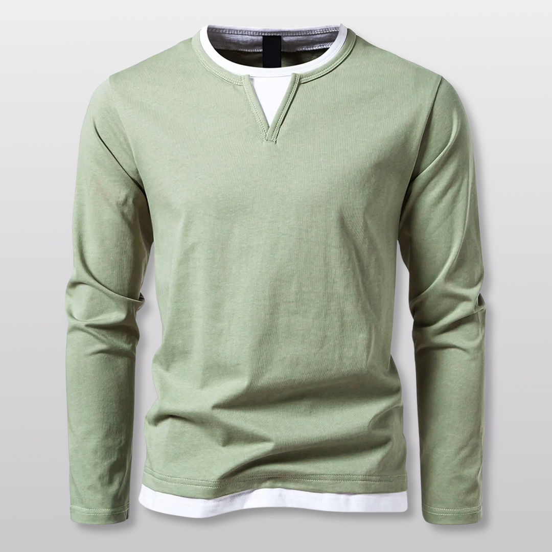 Kai Layered V-Notch Long Sleeve Shirt