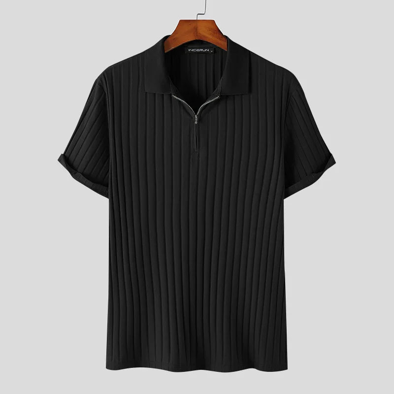 Rope Knit Quarter-Zip Short Sleeve Polo