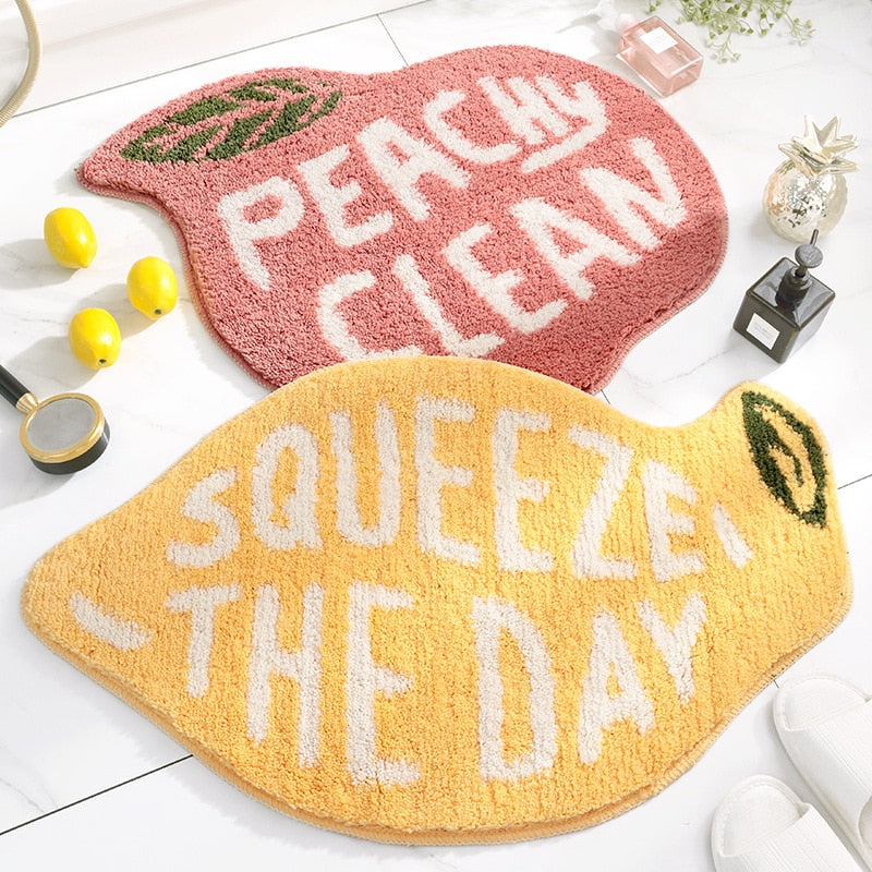 Lively "Peachy Clean" Bathroom Rug