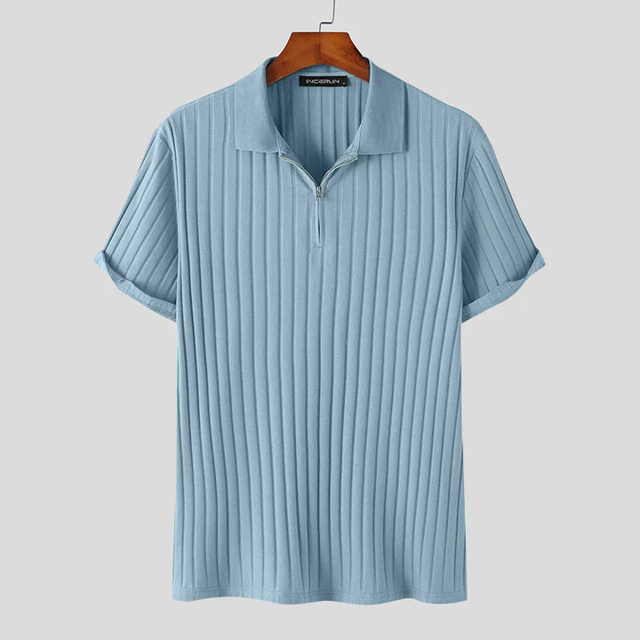 Rope Knit Quarter-Zip Short Sleeve Polo