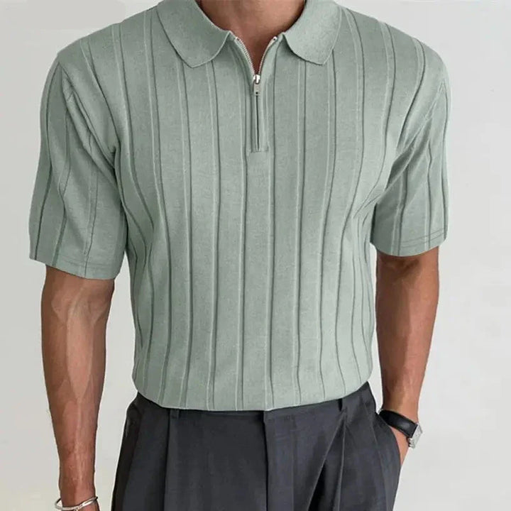 Rope Knit Quarter-Zip Short Sleeve Polo