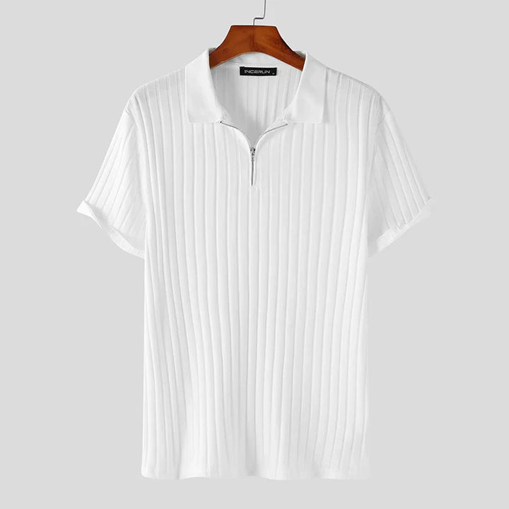 Rope Knit Quarter-Zip Short Sleeve Polo