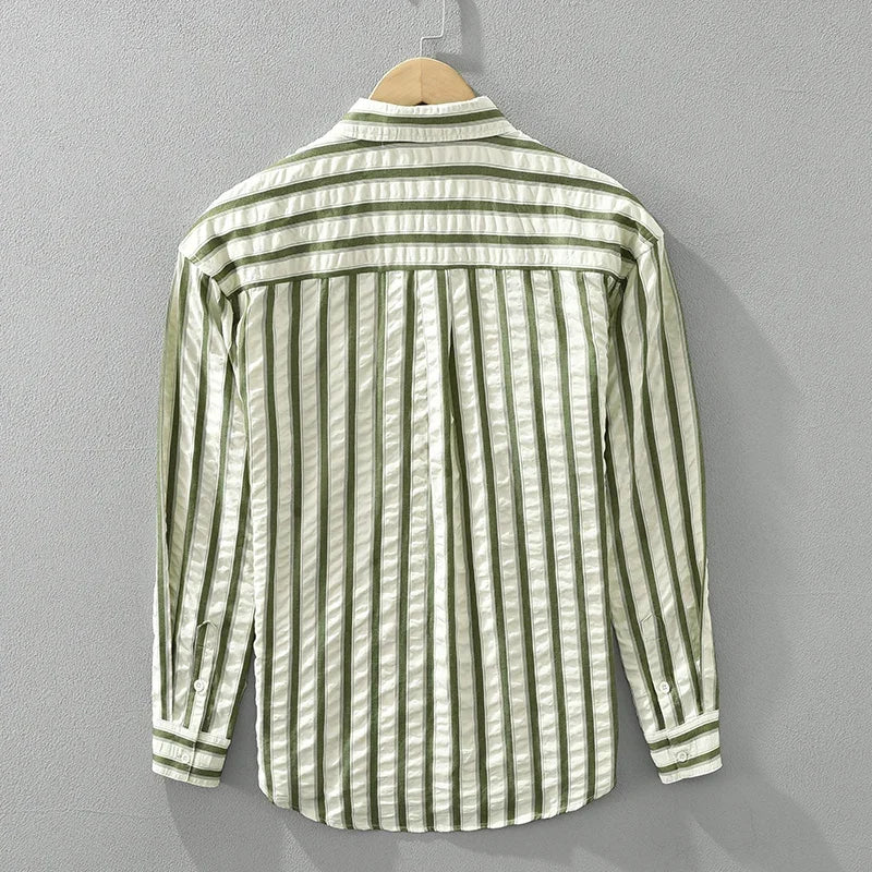 Latitude Stripes Oversized Long Sleeve Button-Up